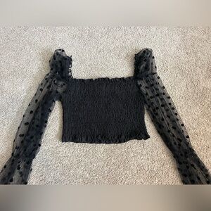 Black Long Sleeve Polka Dot Size Small